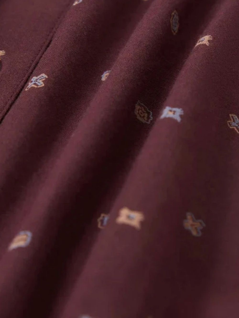 Brixton Maroon Short-Sleeve Button-Down Shirt with Micro Motif - Picture 5 of 6